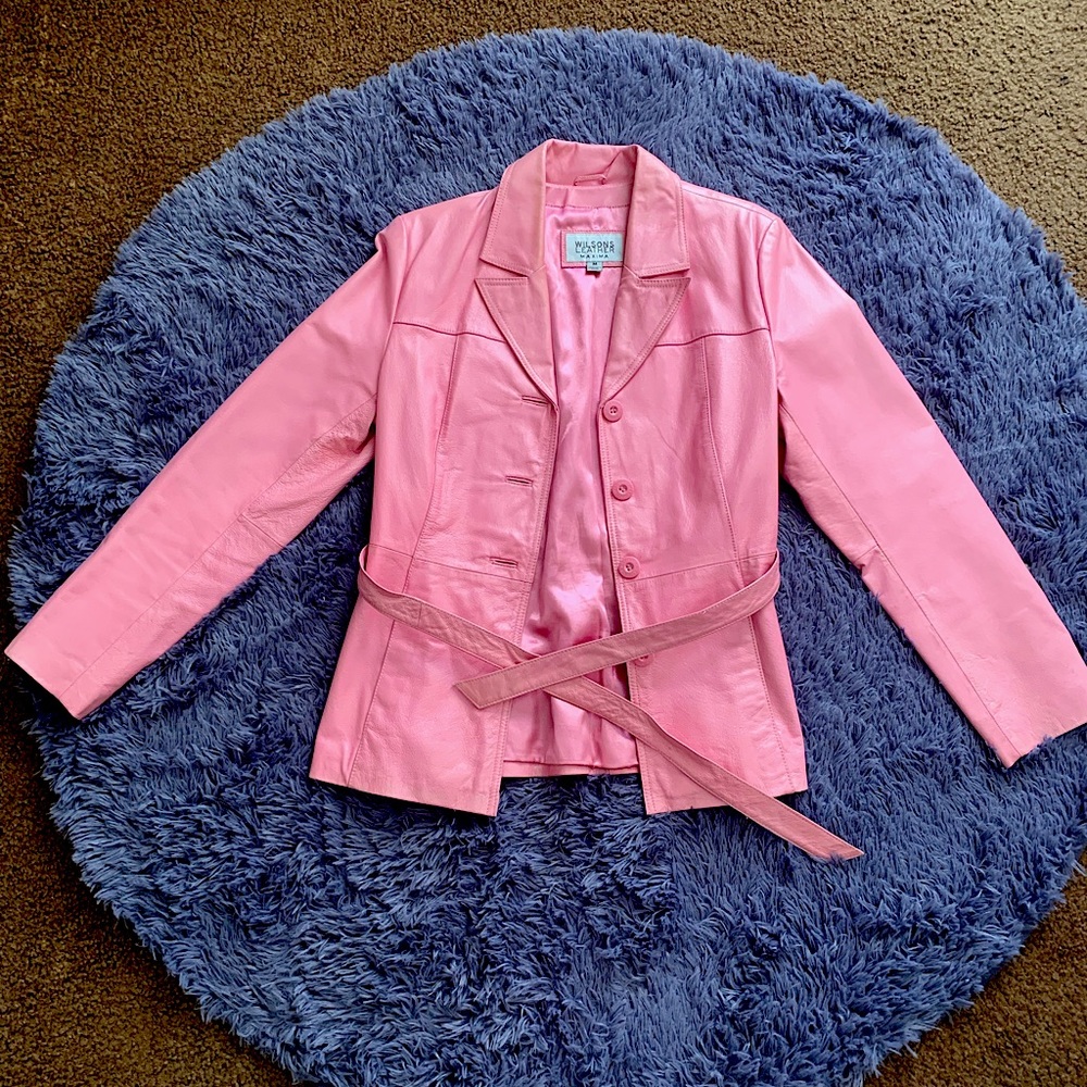 Wilsons Leather Maxima bubblegum pink genuine leather jacket women’s size Medium